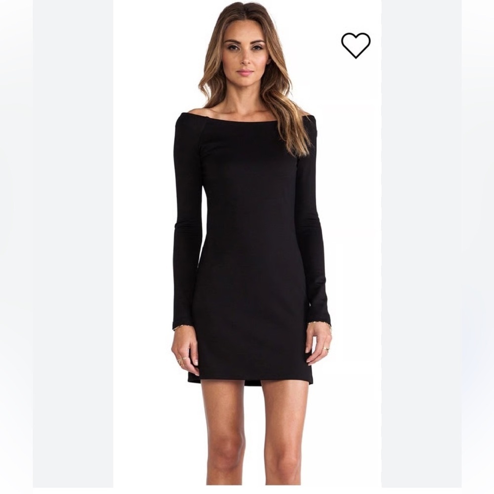Torn by Ronny Kobo Off-The-Shoulder Black Gola Long Sleeve Dress sz M